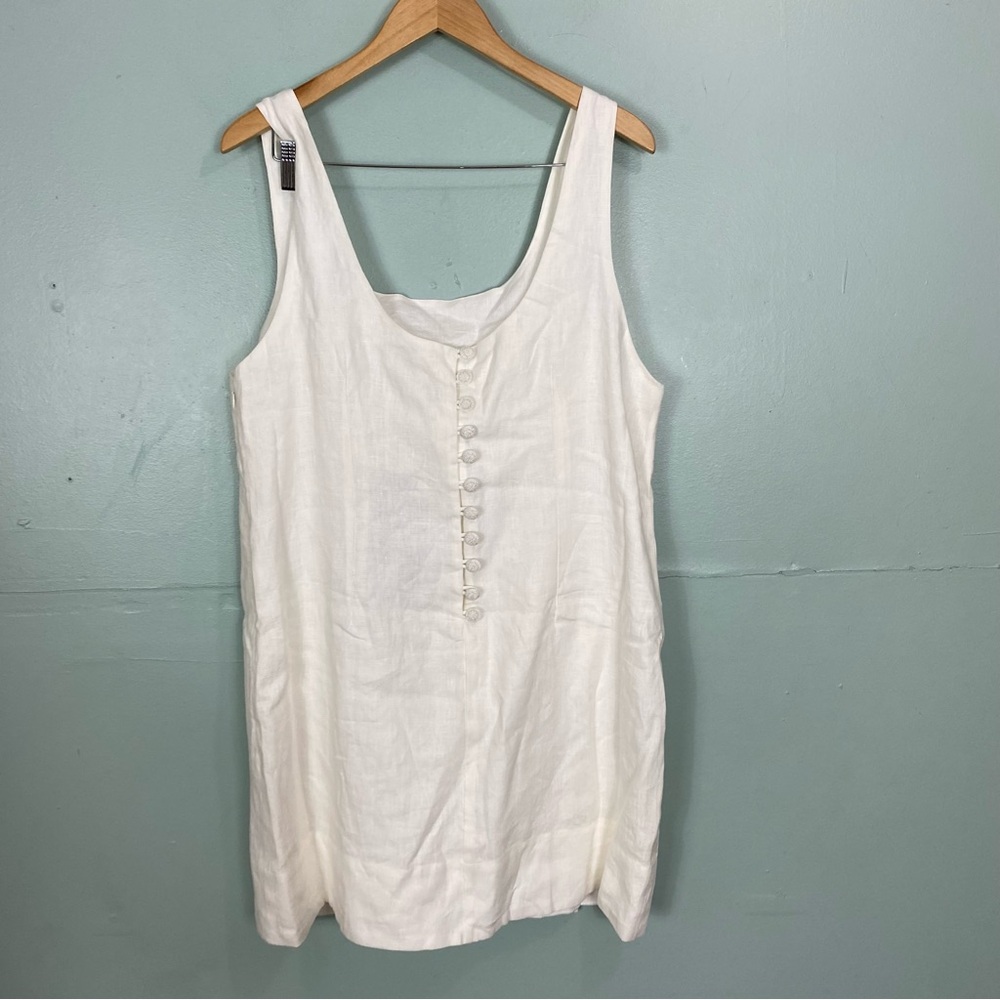 Farm‎ Rio Off White Floral Applique 3D Linen Mini Dress Sleeveless Large - Picture 4 of 7